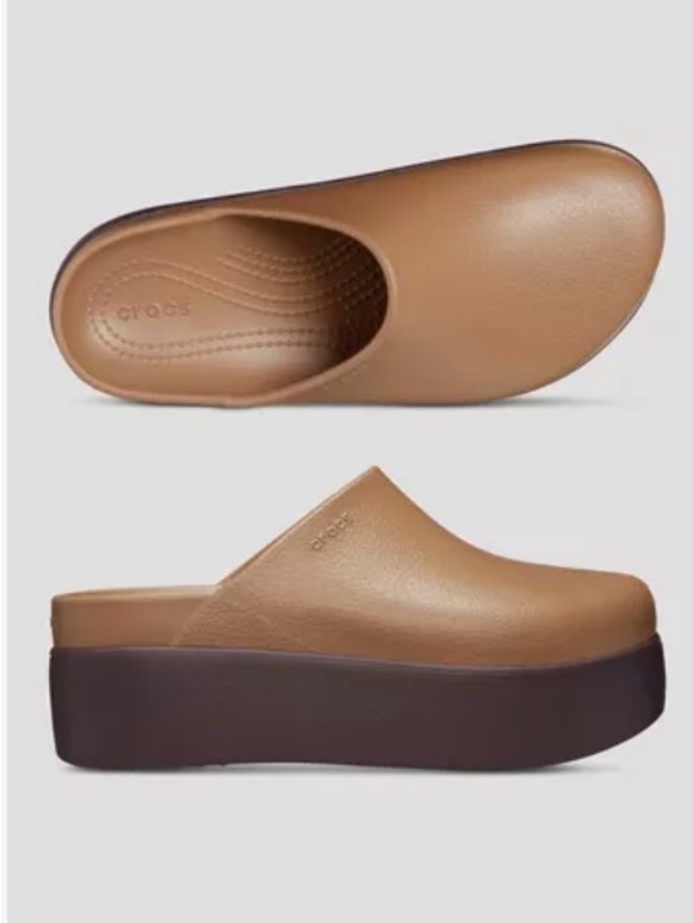 CROCS Women’s Tan Platform Clog Mule sepia color - Picture 2 of 11